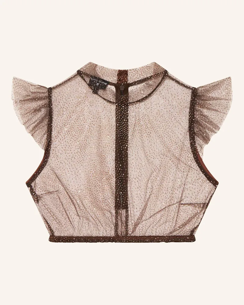KINGA MATHE Dirndlbluse HEIKI mit Glitzergarn Dunkelbraun