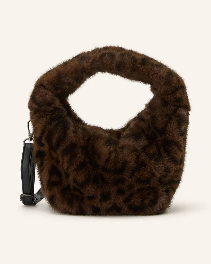 RINO & PELLE Kunstfell-Schultertasche Cheryl braun Dunkelbraun
