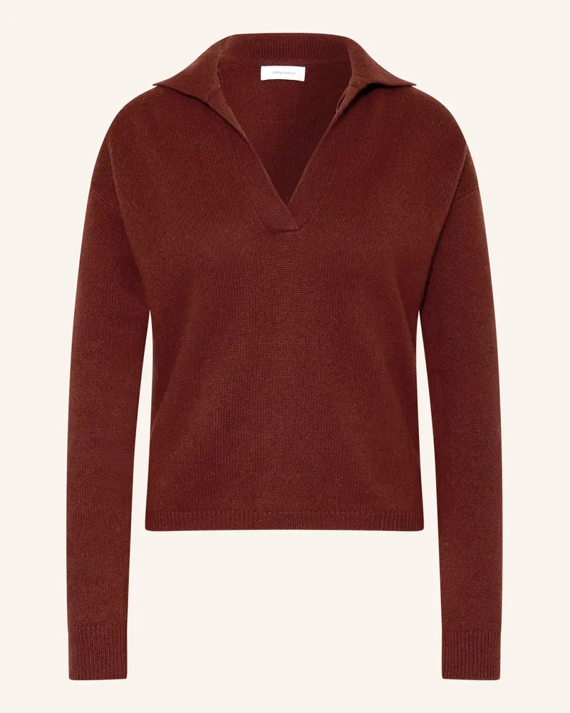 Darling Harbour Strick-Poloshirt Aus Cashmere braun Marone