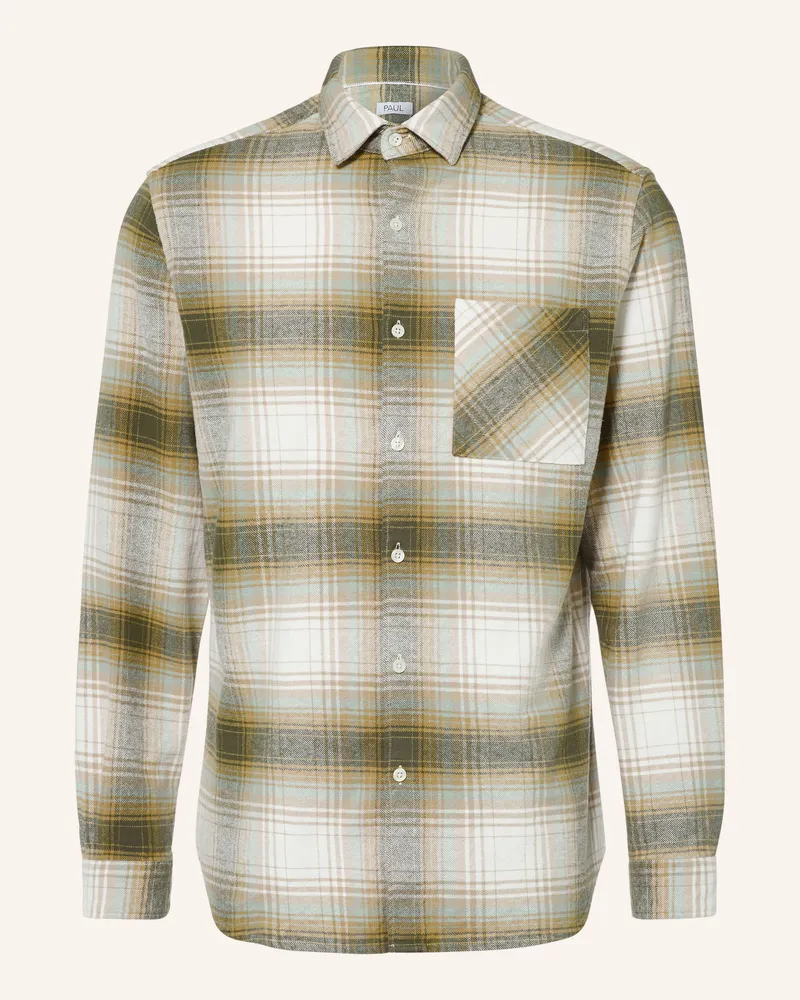 paul Flanellhemd Slim Fit gruen Khaki