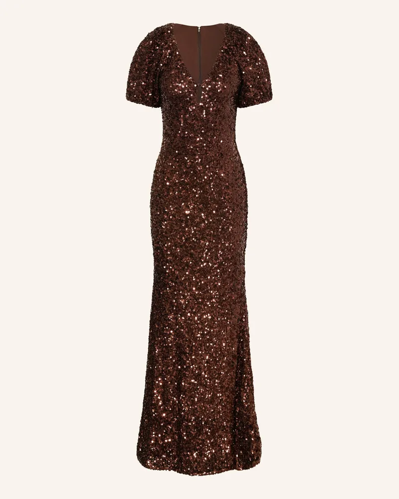 ROTATE Birger Christensen Abendkleid Mit Pailletten rot Braun