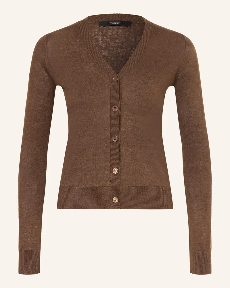 Max Mara Strickjacke ADESSO mit Seide Dunkelbraun