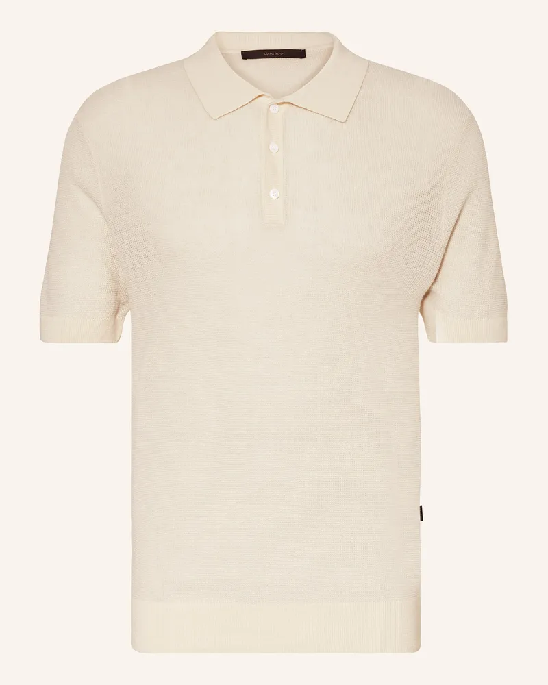 windsor. Strick-Poloshirt LINDO-PR mit Leinen Creme
