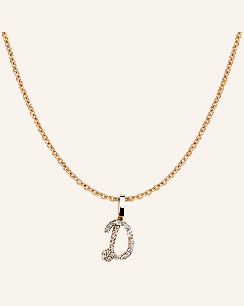CADA Kette Tiny Diamond Letter D rosegold Roségold