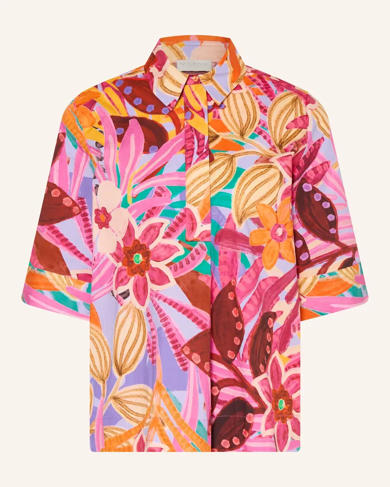 Milano Italy Blusenshirt Mit 3/4-Arm orange Fuchsia