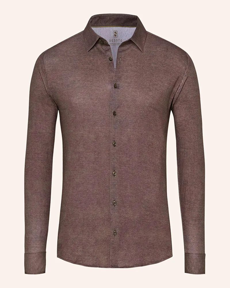 DESOTO Jerseyhemd Slim Fit Braun