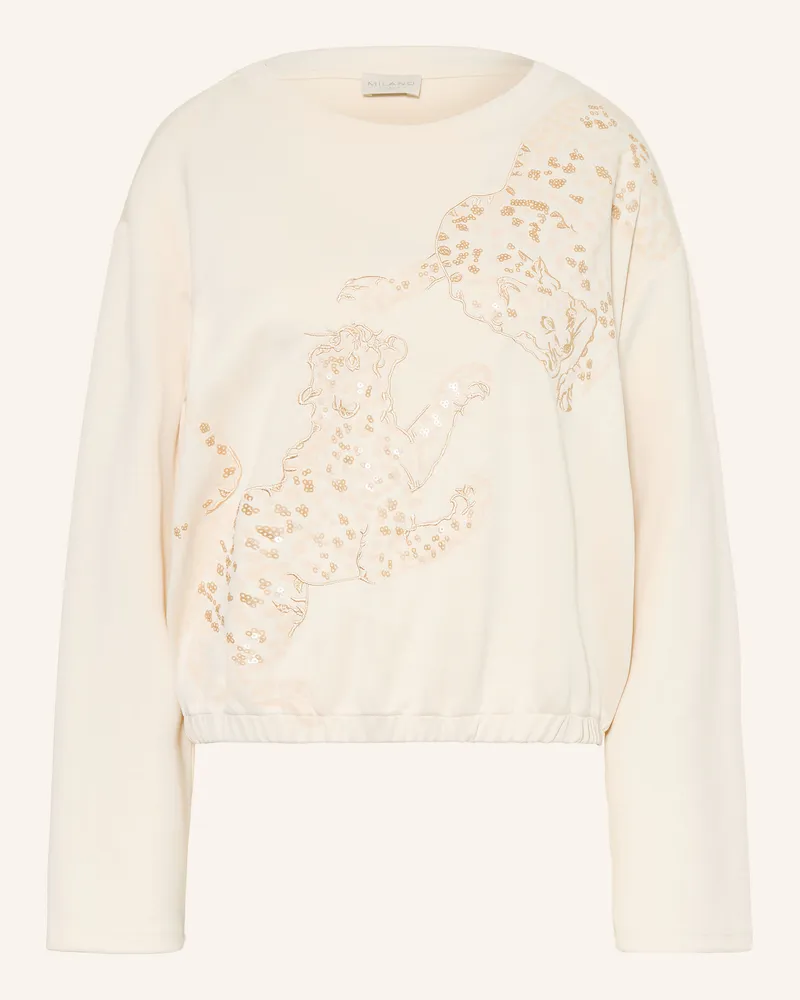 Milano Italy Sweatshirt Mit Pailletten weiss Creme