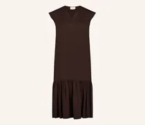 Kleid Mit Spitze Und Volants braun