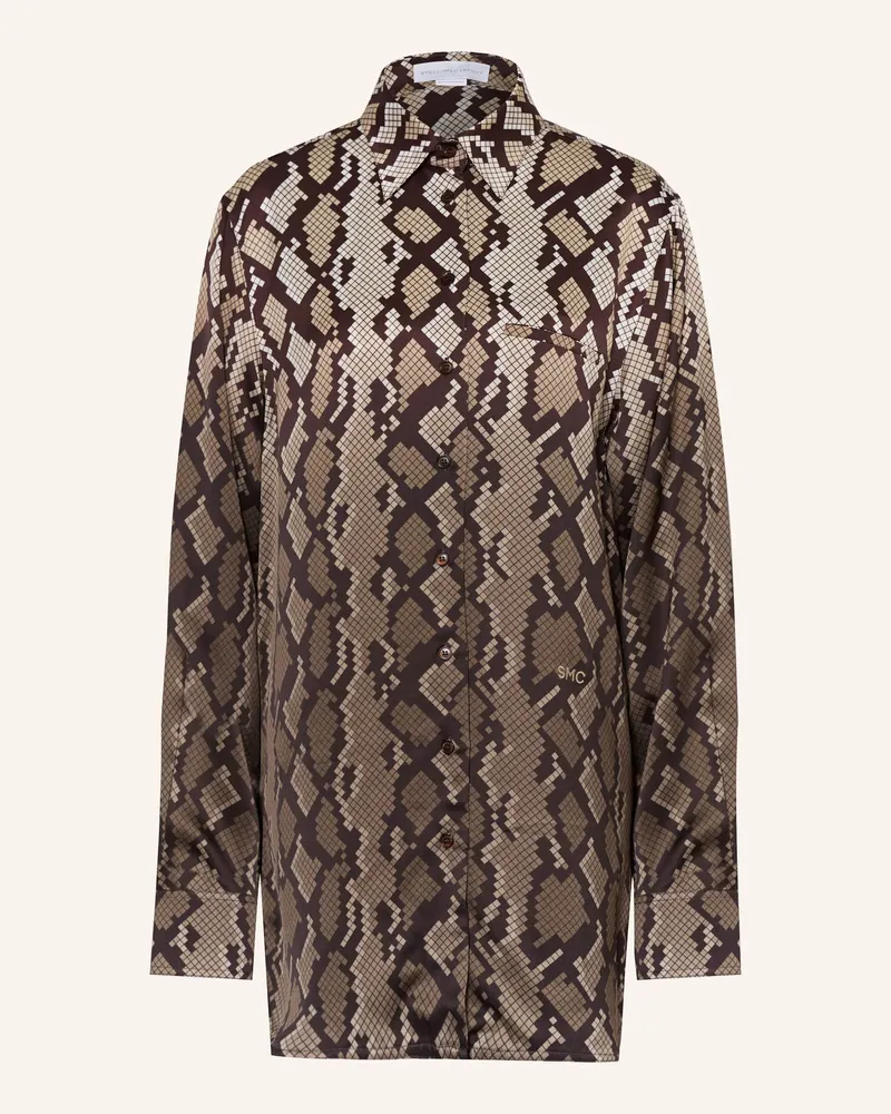 Stella McCartney Oversized-Hemdbluse aus Satin Dunkelbraun