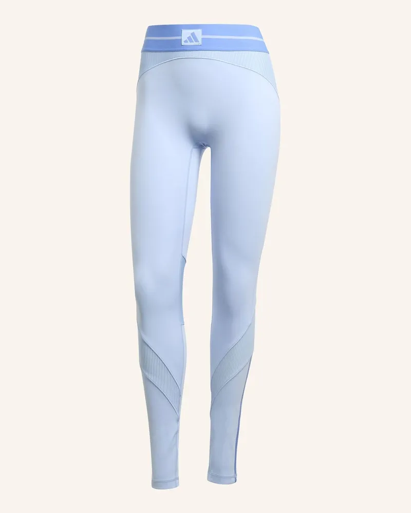 adidas HYPERGLAM RIB 1/1 LEGGINGS Blau