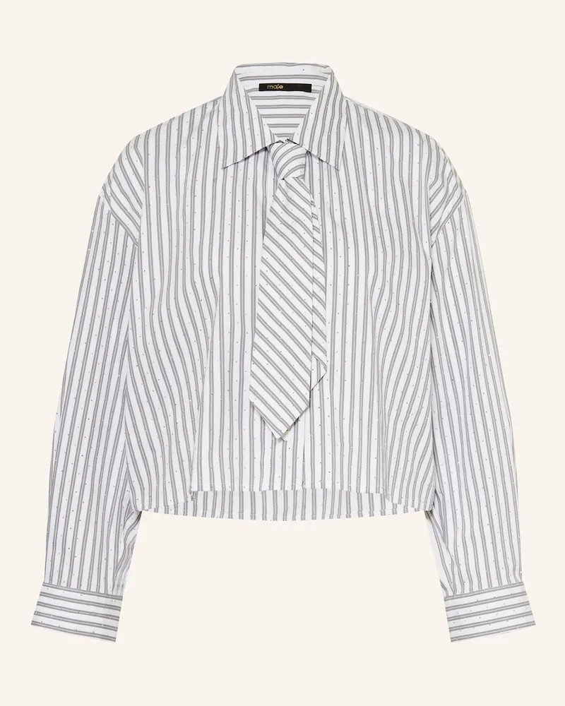 Maje Hemdbluse mit Schmucksteinen Weiss