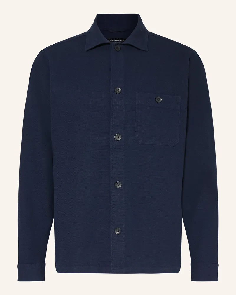 Strokesman's Piqué-Hemd Comfort Fit blau Dunkelblau