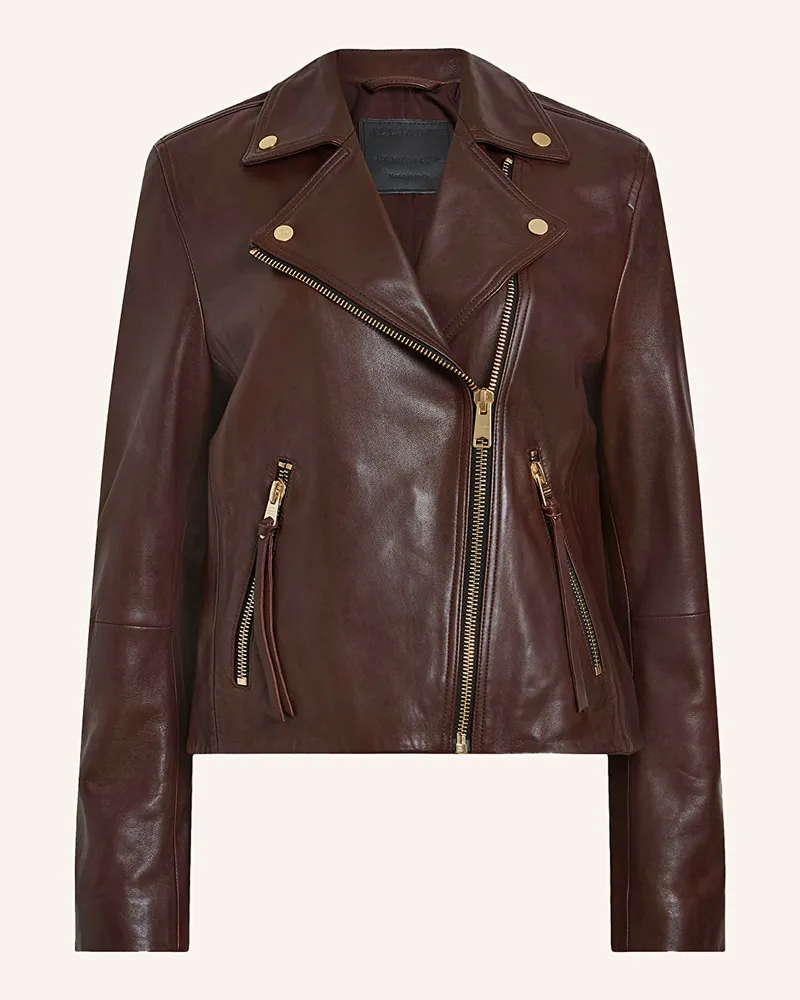 AllSaints Lederjacke DALBY Dunkelrot