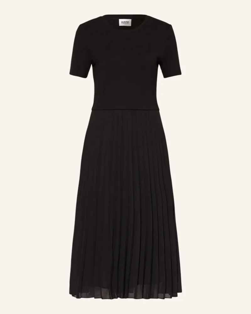 Claudie Pierlot Kleid im Materialmix mit Plissees Schwarz