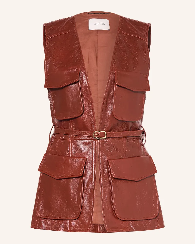 Dorothee Schumacher Lederweste Broken Shine rot Dunkelrot