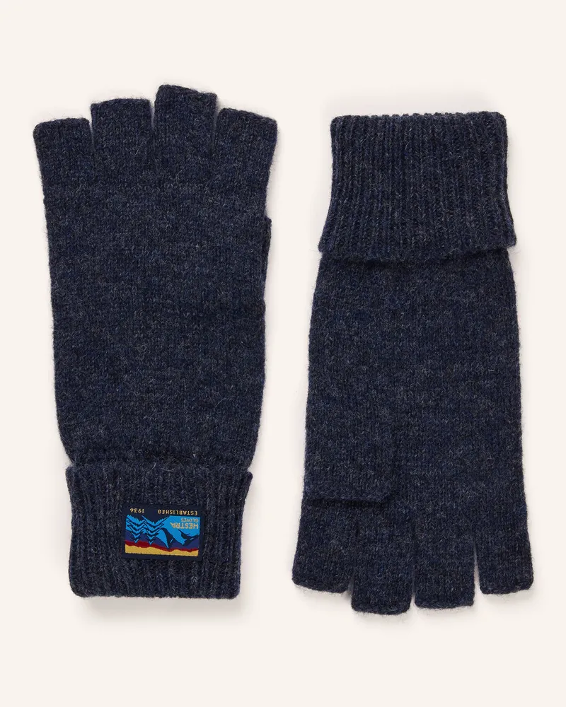 Hestra Handschuhe Raggwool Half Finger blau Dunkelblau