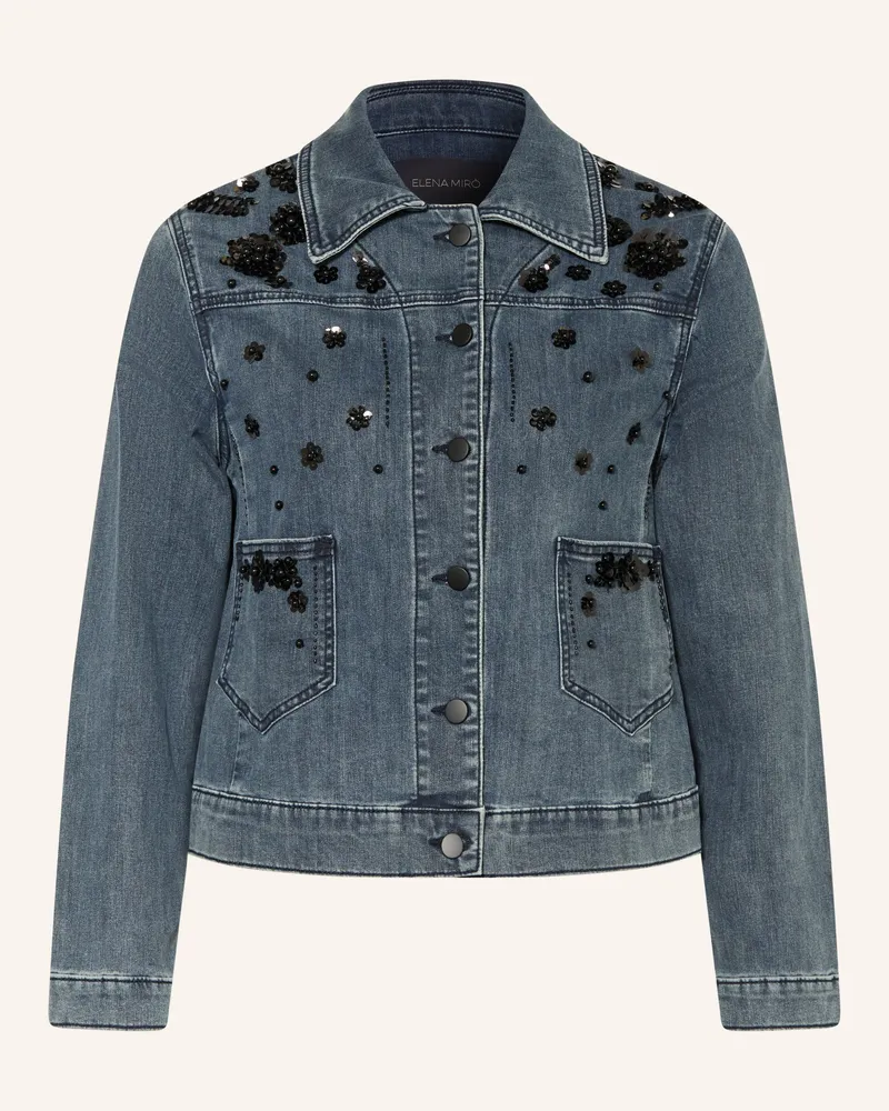 Elena Mirò Jeansjacke Mit Pailletten Und Schmuckperlen blau 034