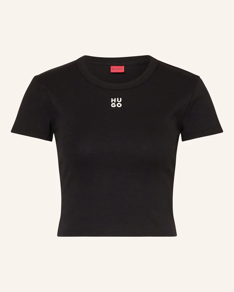 HUGO BOSS Cropped-Shirt DELANOR Schwarz