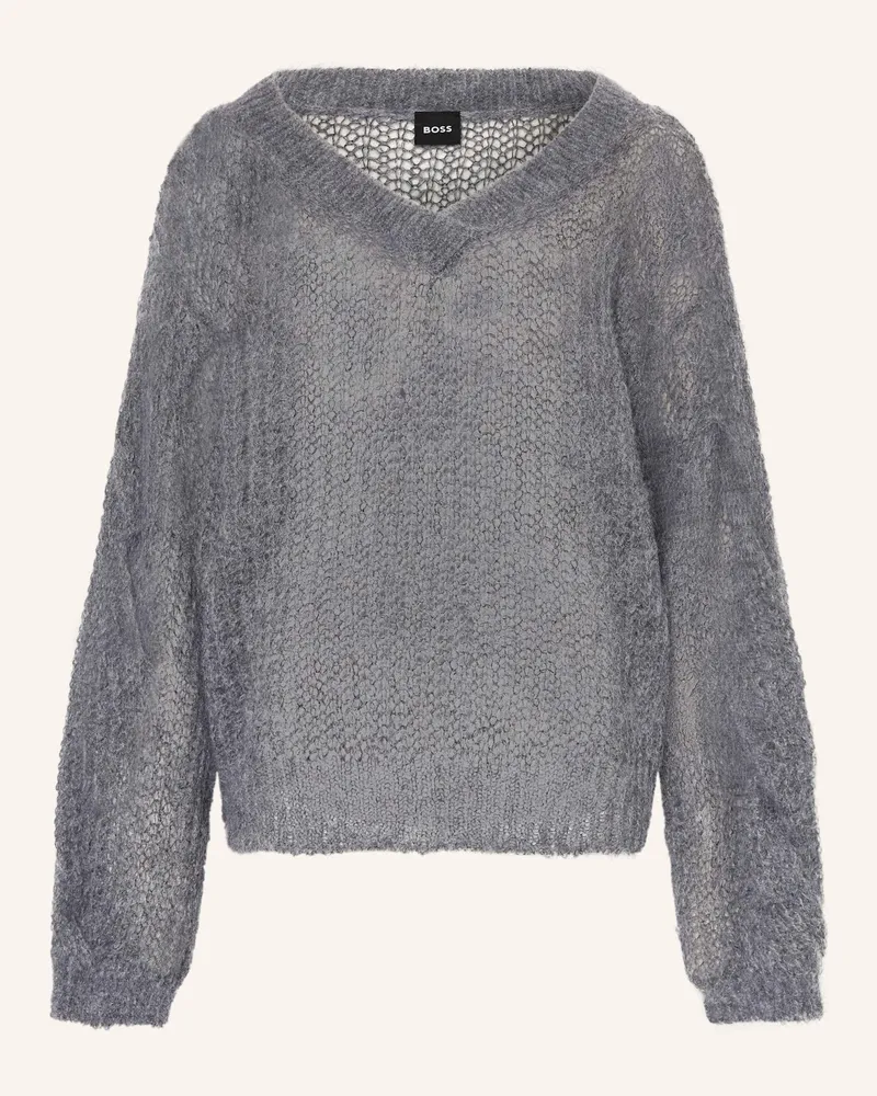 HUGO BOSS Pullover FUCINTA mit Mohair Grau