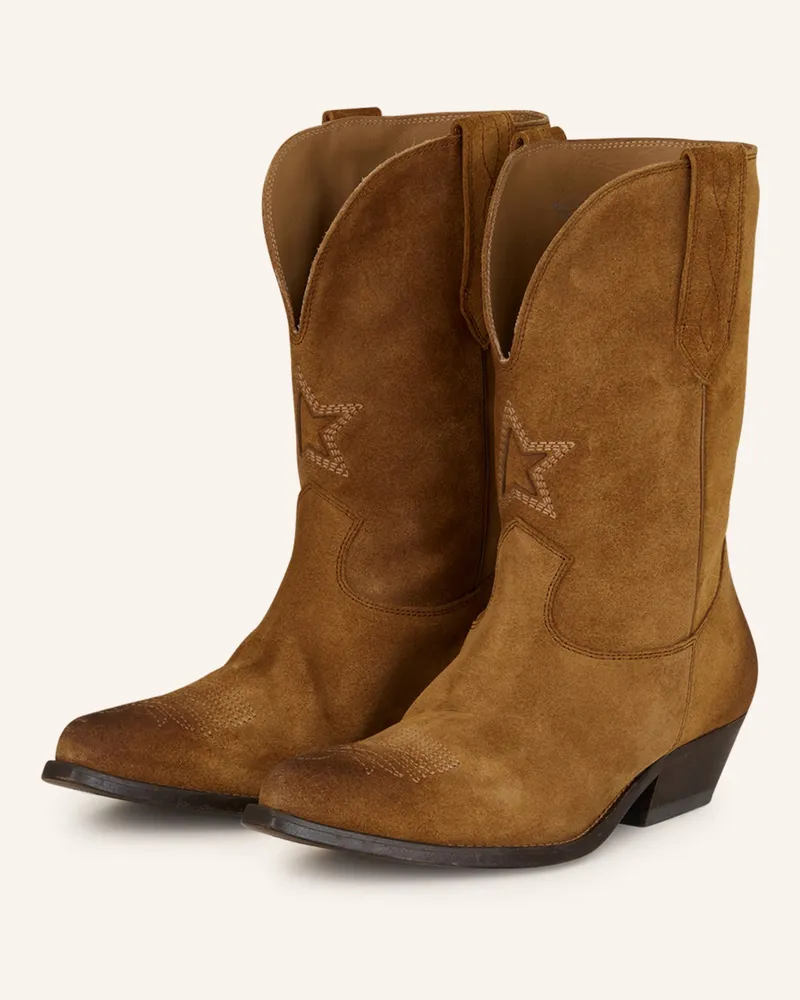 Golden Goose Cowboy Boots Wish Star braun Cognac