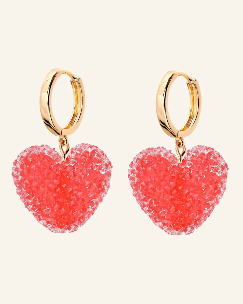 CRYSTAL HAZE Creolen Jelly Heart Rouge By Glambou gold Gold
