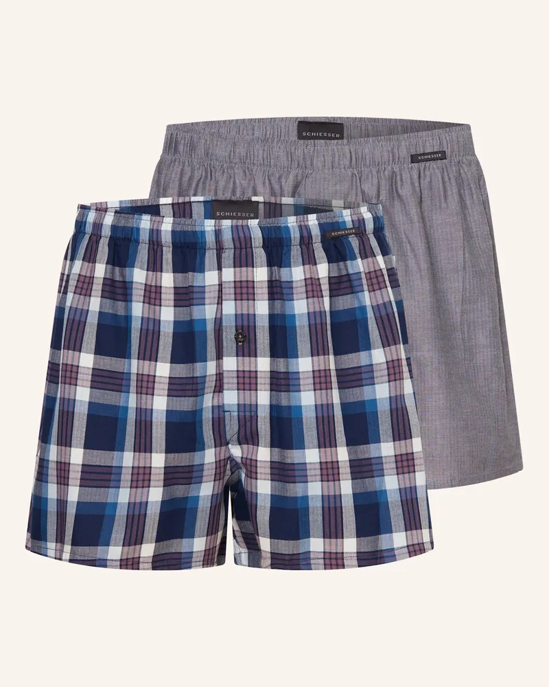 Schiesser 2er-Pack Web-Boxershorts BOXERSHORTS MULTIPACK Grau