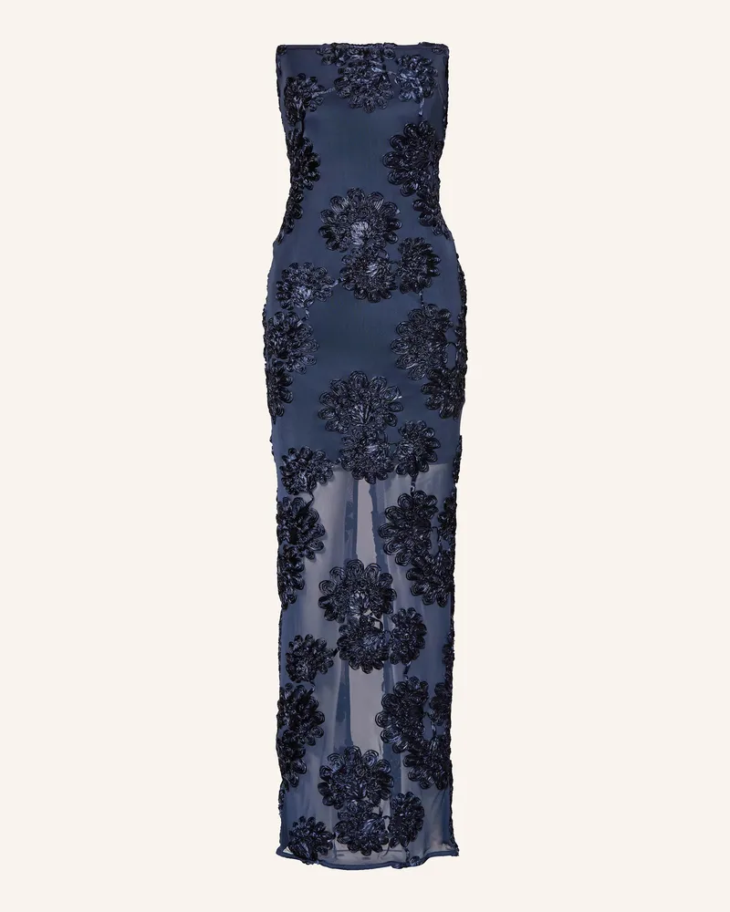 ROTATE Birger Christensen Off-Shoulder-Kleid aus Mesh Dunkelblau
