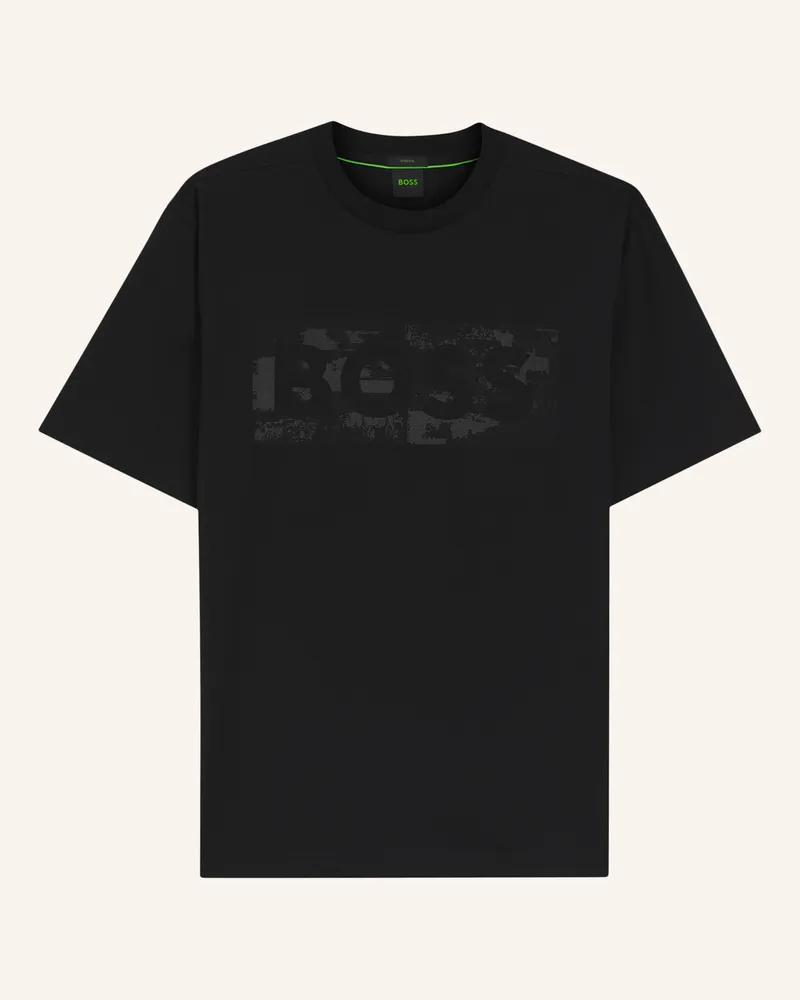HUGO BOSS T-Shirt TS_GLOBE LOGOPATTERN Regular Fit Schwarz