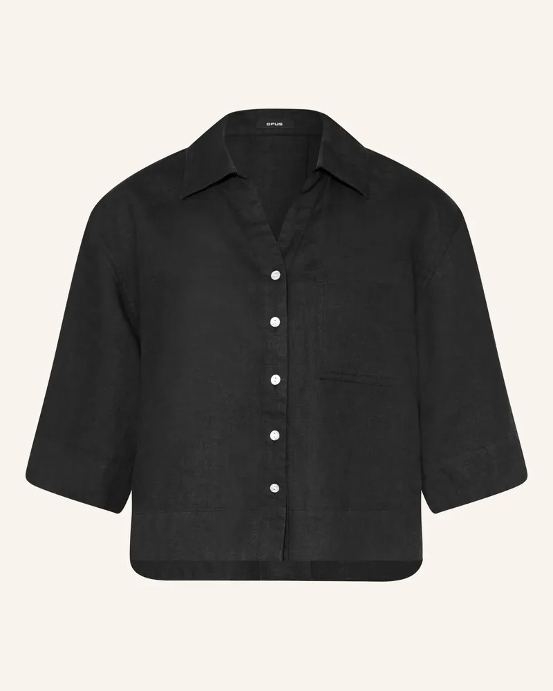 OPUS Blusenshirt Flippa Aus Leinen schwarz Schwarz