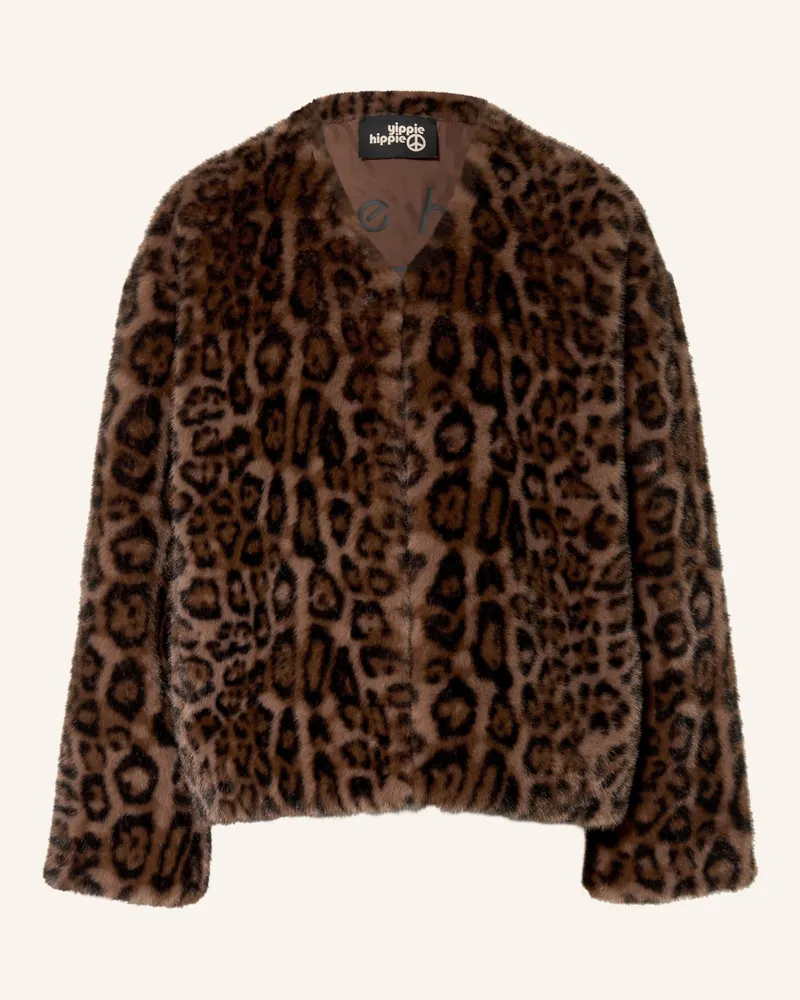 Yippie Hippie Kunstfell-Jacke blau Braun