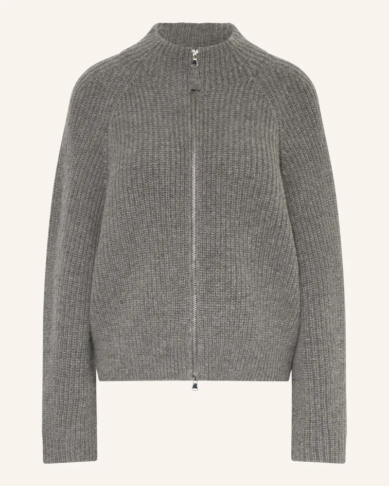 Mrs & HUGS Strickjacke mit Cashmere Dunkelgrau