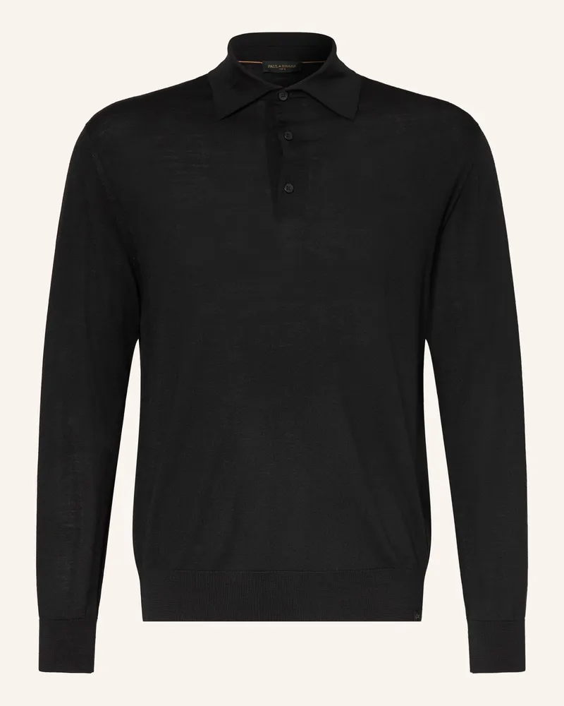 Paul & Shark Strick-Poloshirt Regular Fit Aus Merinowolle schwarz Schwarz