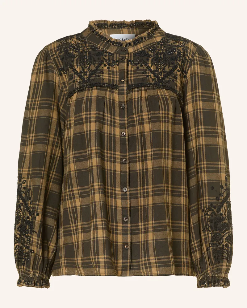 ba&sh Blusenshirt Kaela Aus Flanell Mit Rüschen gruen Khaki