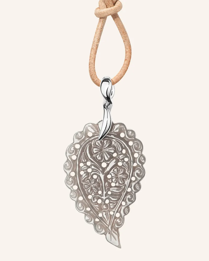 TAMARA COMOLLI Anhänger PENDANT INDIA MEDIUM GREY CHALCEDONY aus 18 Karat Weißgold und grauem Chalcedon Weissgold