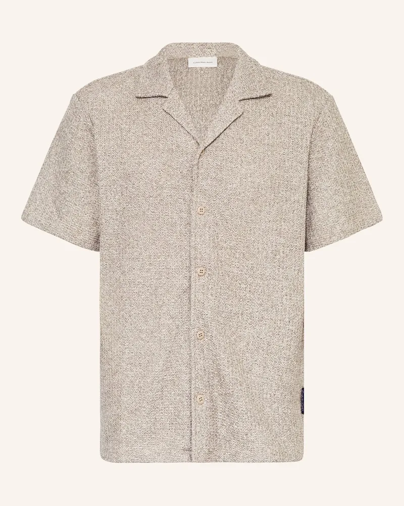 Calvin Klein Strickhemd Comfort Fit gruen Taupe