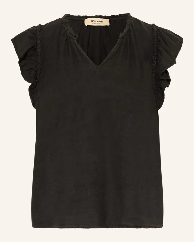 Mos Mosh Blusenshirt Mmtea Aus Leinen Mit Rüschen schwarz Schwarz