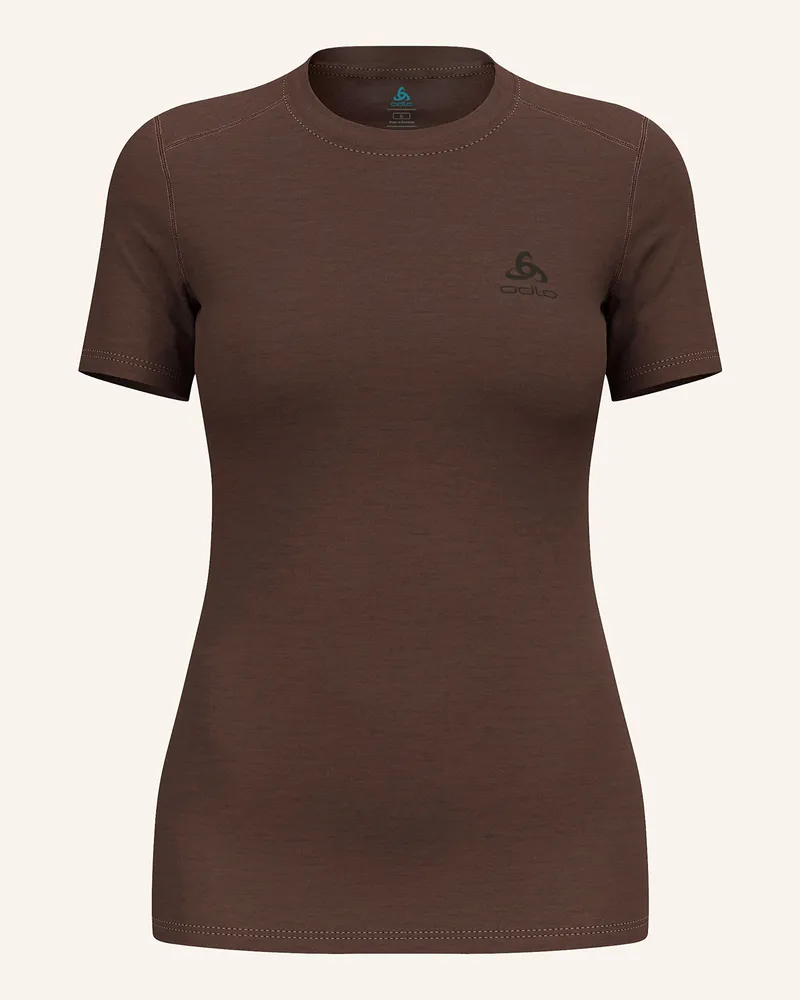 Odlo Funktionswäsche-Shirt NATURAL MERINO 160 aus Merinowolle Braun