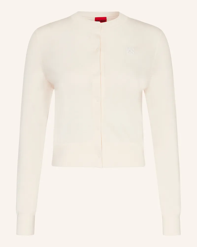 HUGO BOSS Strickjacke Sfabri weiss Ecru