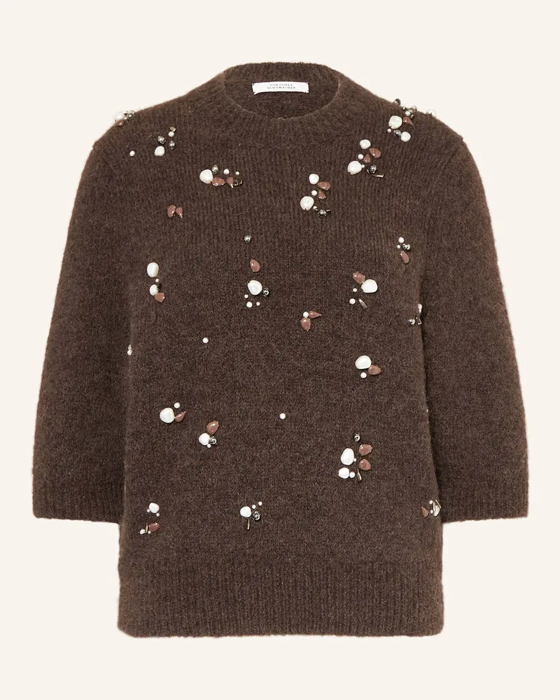 Dorothee Schumacher Pullover LOVING TOUCH mit Schmucksteinen Dunkelbraun