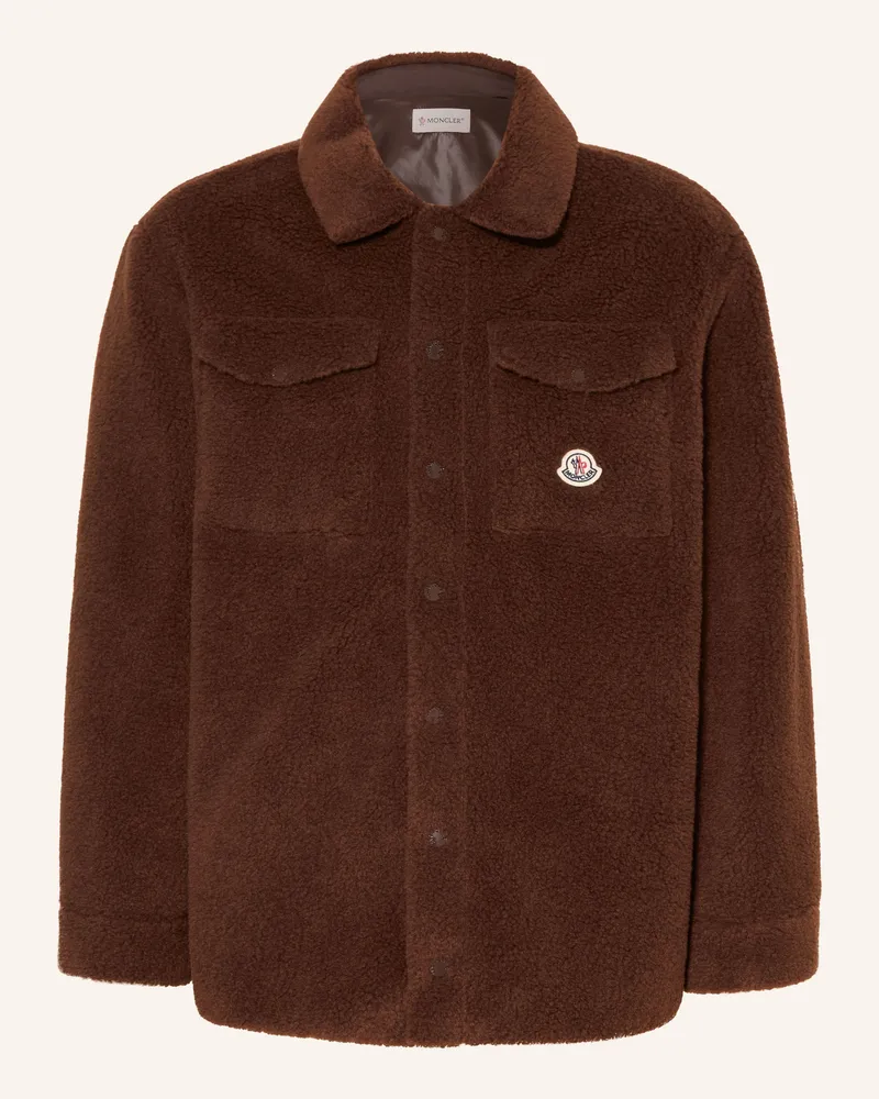 Moncler Teddyfell-Overshirt braun Dunkelbraun