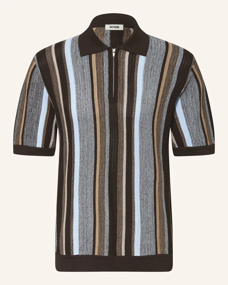 Drykorn Strick-Poloshirt Niivan Regular Fit braun Schwarz