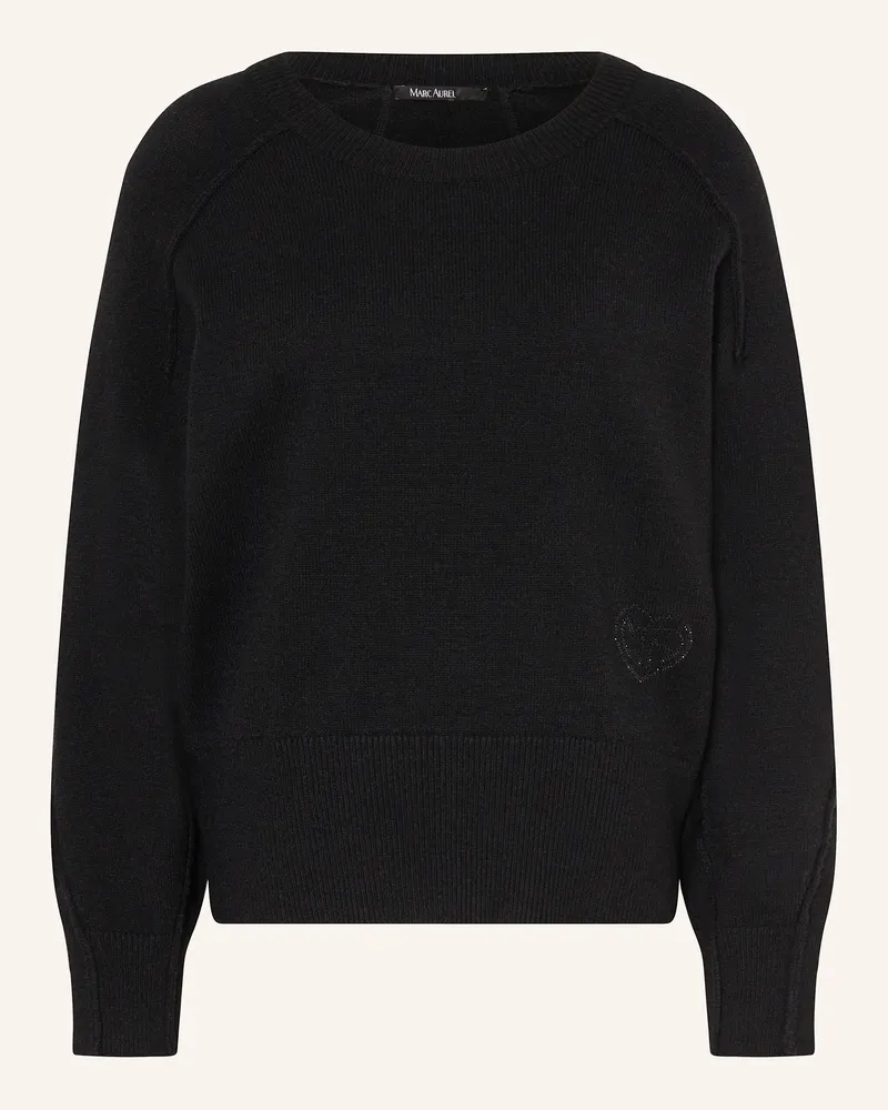 MARC AUREL Pullover mit Schmucksteinen Schwarz
