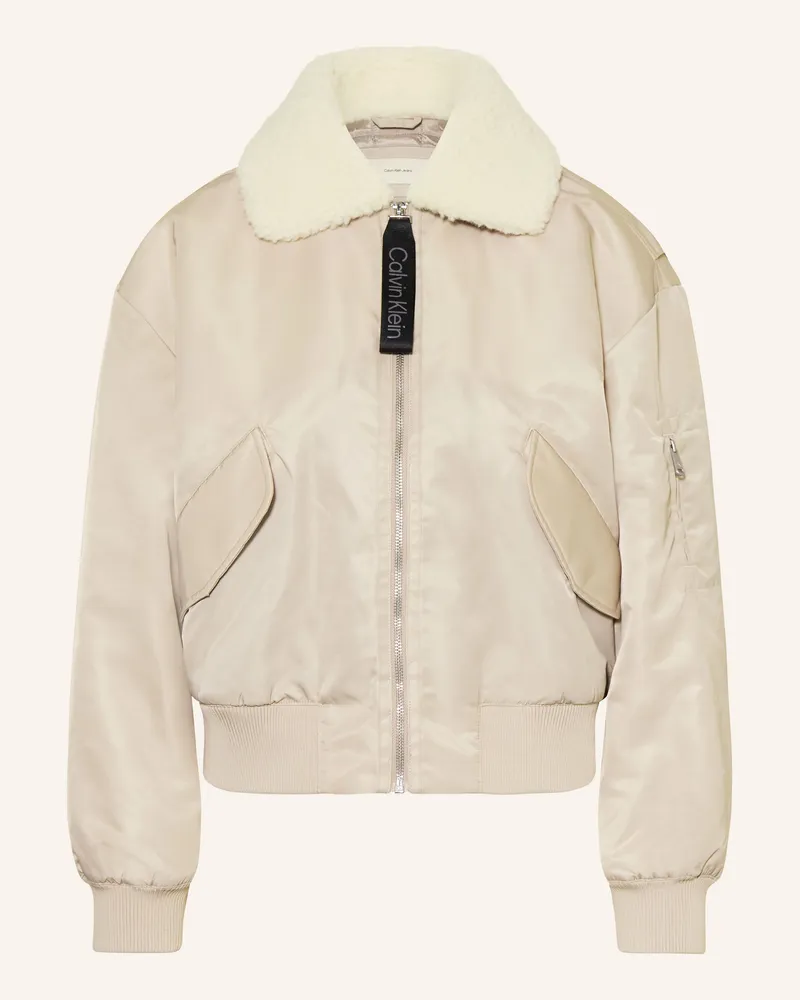 Calvin Klein Blouson mit Kunstpelz Beige