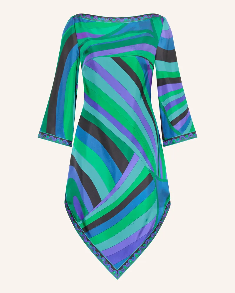 Emilio Pucci Seidenkleid mit 3/4-Arm Grün