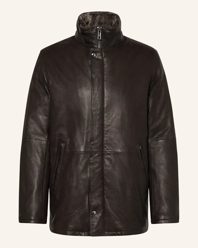 Milestone Lederjacke Msemiliano Mit Abnehmbarem Kragen braun Dunkelbraun