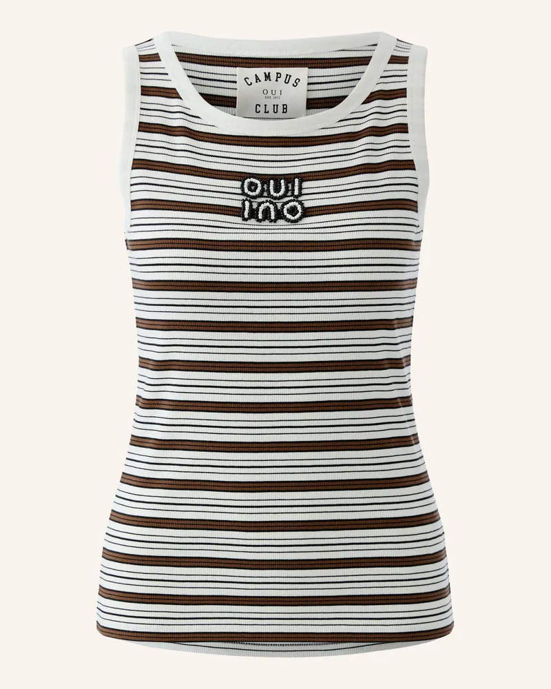 Oui  Top Mit Schmuckperlen braun Braun