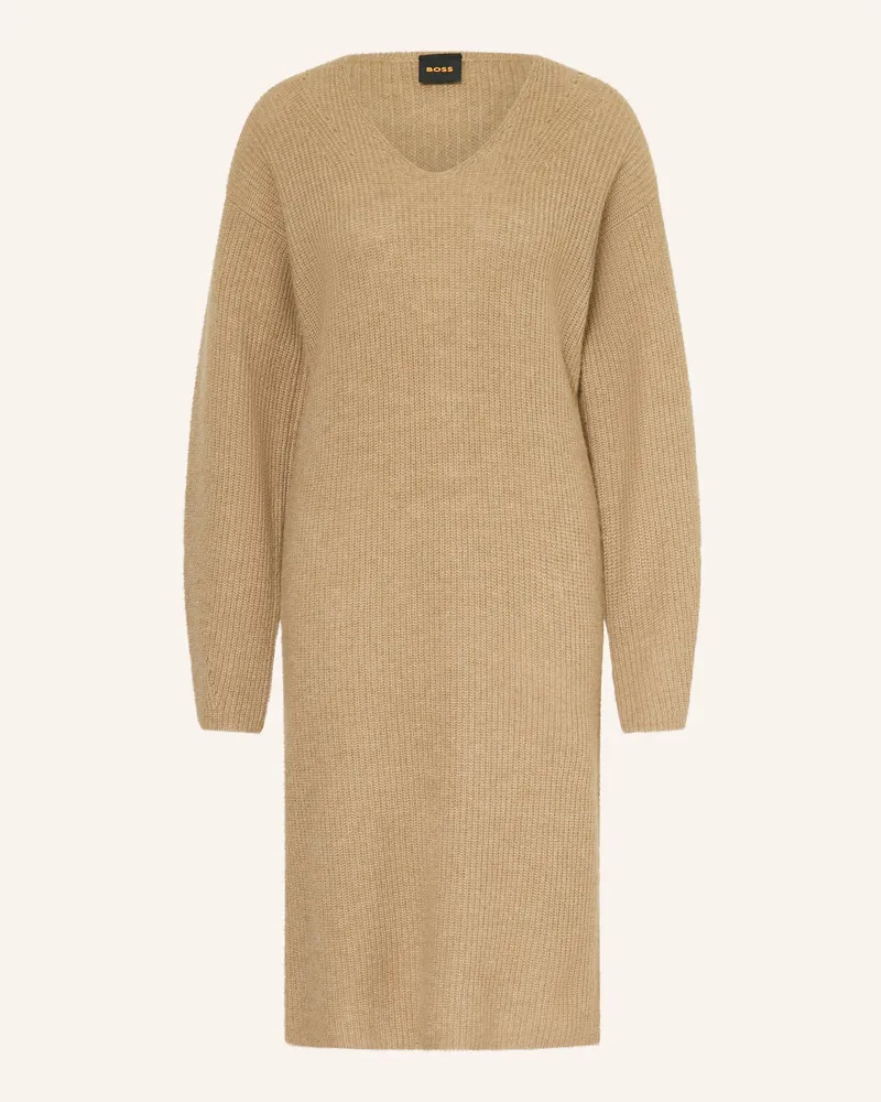 HUGO BOSS Stickkleid FUSIL mit Alpaka Camel