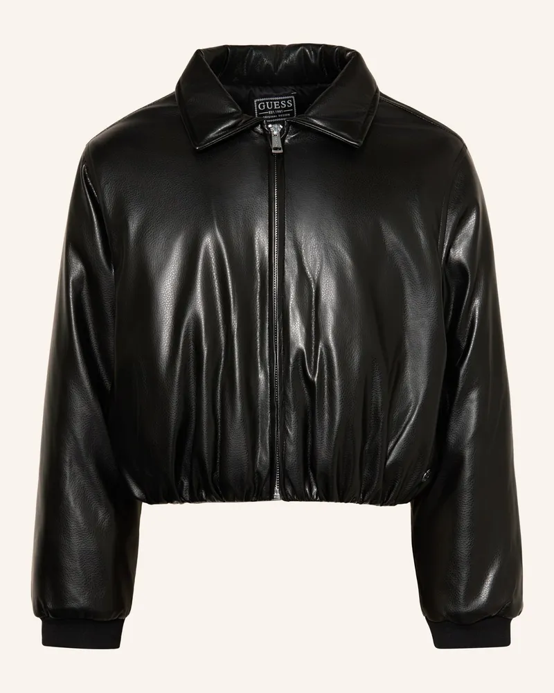 Guess Jacke In Lederoptik schwarz Schwarz