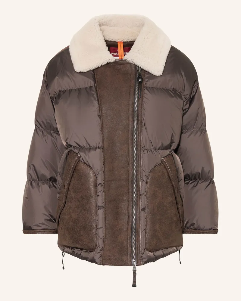 Parajumpers Daunenjacke CHYNA im Materialmix Dunkelbraun
