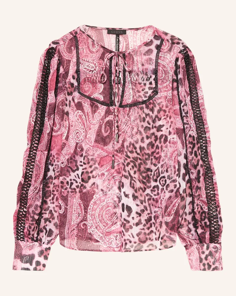 Guess Blusenshirt Brigida Mit Lochspitze rot Fuchsia